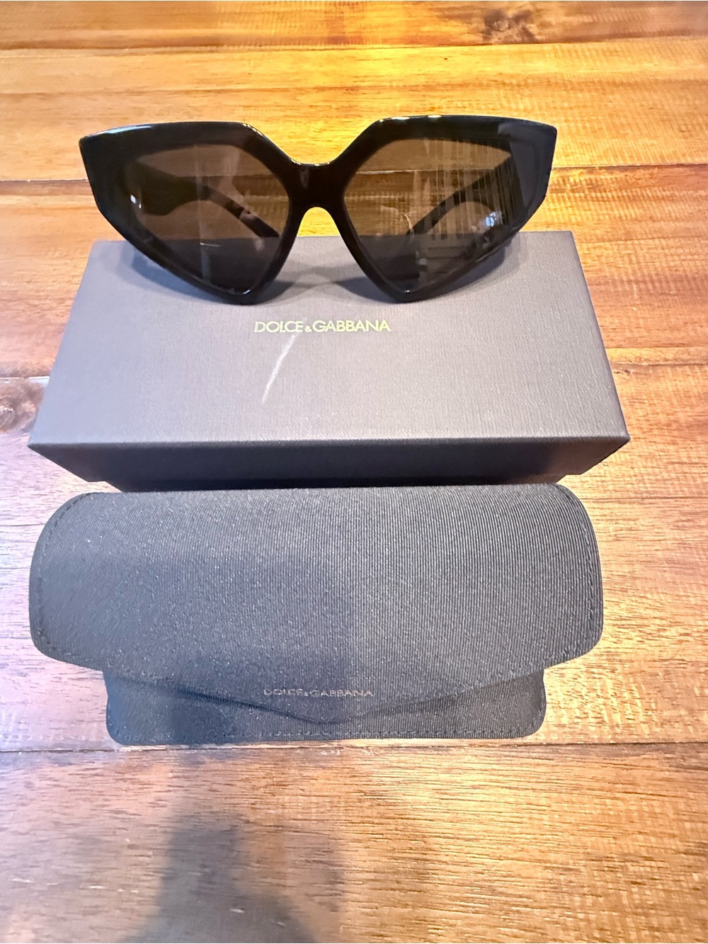 Dolce & Gabbana Black Cat-Eye Sunglasses with Dark Lenses